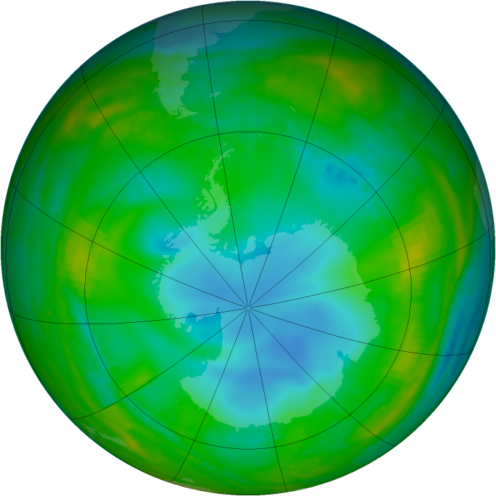 Antarctic ozone map for 17 July 1989